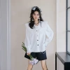 The new long-sleeved white shirt for women in the autumn of 2023, with lace trim and a doll-neck design, is a stylish shirt for women Specification image